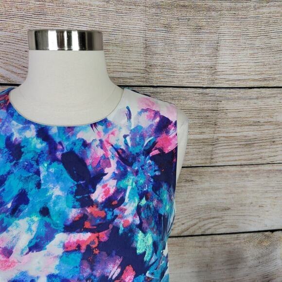 Cynthia Rowley 100% Silk Watercolor Sleeveless Shift Dress 6 - Picture 2 of 7